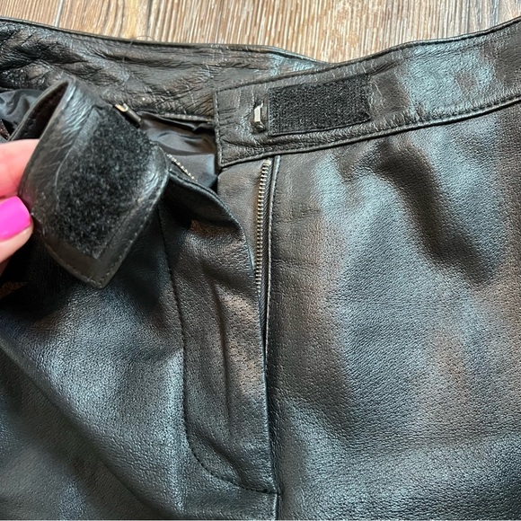 Vintage black leather genuine leather pants size 30 - Picture 7 of 11